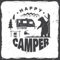 Happy camper. Vector illustration. Concept for shirt or logo, print, stamp or tee. Royalty Free Stock Photo