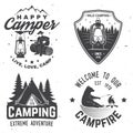 Happy camper. Vector illustration. Concept for shirt or logo, print, stamp or tee. Royalty Free Stock Photo