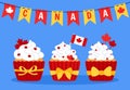 Happy Canada Day cupcakes card patriot flag vector