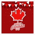 Happy Canada Day design with red maple leaves on red background Royalty Free Stock Photo