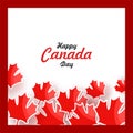 Happy Canada Day design with red maple leaves on white background. Royalty Free Stock Photo