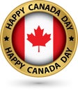 Happy Canada Day gold label, vector illustration Royalty Free Stock Photo