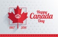 Happy Canada Day greeting card design - red maple leaf and Happy