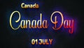 Happy Canada Day, 01 July. World National Days Neon Text Effect