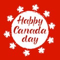 HAPPY CANADA DAY- Realistic red maple leafs Royalty Free Stock Photo