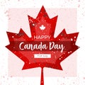 Happy Canada Day vector holiday poster with Canada Maple Leaf. 1st of July celebration background