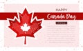 Happy Canada Day vector holiday poster with Canada Red and White Maple Leaf. 1st of July celebration background