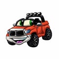 Happy car - red car cartoon - funny cartoon cars