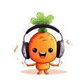 Happy carrot wearing headphone