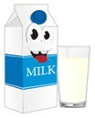 Happy carton milk and glass Royalty Free Stock Photo