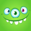 Happy cartoon alien monster with three eyes. Vector Halloween monster avatar Royalty Free Stock Photo