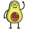 Happy Cartoon Avocado Wearing Glasses