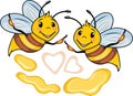 Happy cartoon bees and honey drops Royalty Free Stock Photo