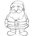 Happy Cartoon Black and White Santa Vector