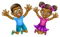 Happy Cartoon Boy and Girl Royalty Free Stock Photo