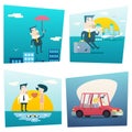 Happy Cartoon Businessman Character Love Travel Lifestyle Concept of Planning Vacation Tourism and Journey Symbol