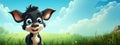 happy cartoon character cow on background with a copy space