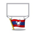 Happy cartoon character flag laos Scroll raised up board