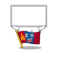 Happy cartoon character flag mongolia Scroll raised up board