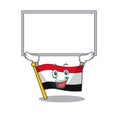 Happy cartoon character flag syria Scroll raised up board