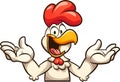 Happy cartoon chicken torso with palms up. Royalty Free Stock Photo