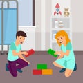 Happy Children Playing Blocks in Rehab Center Royalty Free Stock Photo