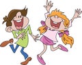 Happy cartoon children jumping in the air vector Royalty Free Stock Photo