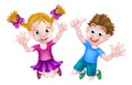 Happy Cartoon Children Jumping Royalty Free Stock Photo
