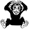 Happy cartoon chimp black and white Royalty Free Stock Photo