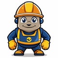 Happy cartoon construction worker mascot Royalty Free Stock Photo