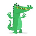 Happy cartoon crocodile vector illustration. Big set of cartoon animals Royalty Free Stock Photo