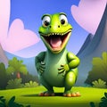 Happy Cartoon Dinosaur Illustration, smiling wild animal Royalty Free Stock Photo