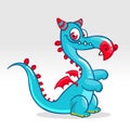 Happy cartoon dragon. Vector illustration of dragon monster with small wings. Royalty Free Stock Photo