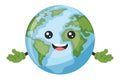 Happy cartoon earth planet character design for earth day, national pollution prevention day, world environment day. Concept of