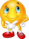 Happy cartoon emoticon thinking