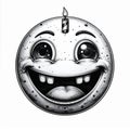Happy Cartoon Face with Candle Drawing Royalty Free Stock Photo