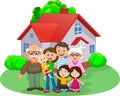 Happy cartoon family Royalty Free Stock Photo