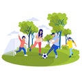 Happy Cartoon Family Playing Football Together Royalty Free Stock Photo