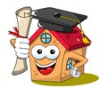 Happy Cartoon fanny house degree graduated isolated