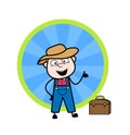 Happy Cartoon Farmer Presenting