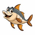 A Happy Cartoon Haddock Fish Smiling on White Background