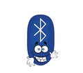 Happy cartoon illustration of bluetooth symbol