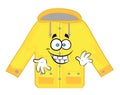 Happy cartoon illustration of yeallow rain coat Royalty Free Stock Photo