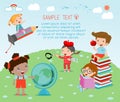 Happy cartoon kids with education concept, back to school template Royalty Free Stock Photo