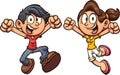 Happy cartoon kids excited and jumping Royalty Free Stock Photo