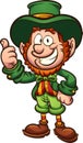 Happy cartoon leprechaun with thumbs up