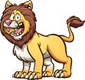 Happy cartoon male lion with big smile standing on four legs Royalty Free Stock Photo