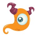 Happy cartoon monster with one eye. Vector Halloween orange monster illustration. Royalty Free Stock Photo