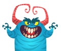 Happy cartoon monster. Vector Halloween blue furry monster. Royalty Free Stock Photo