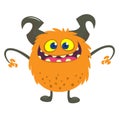 Happy cartoon monster. Vector Halloween illustration. Big set of cartoon monsters. Royalty Free Stock Photo